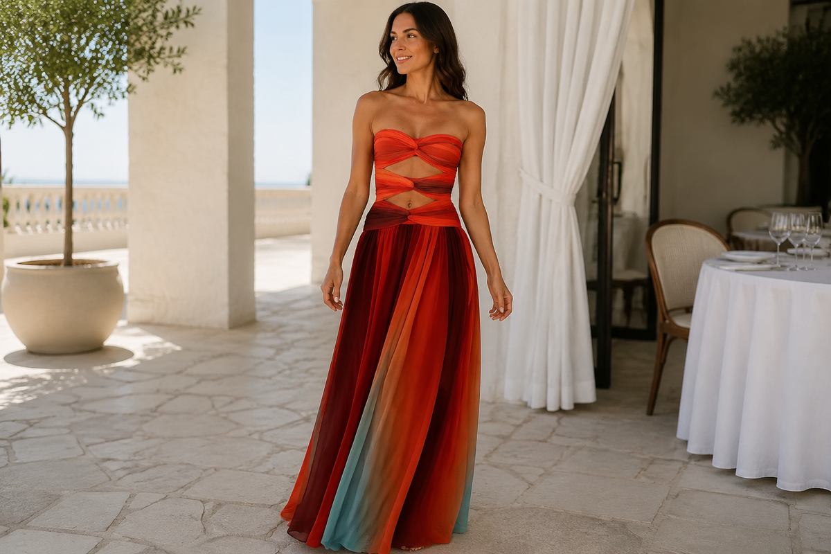 Vestido largo con detalle cruzado