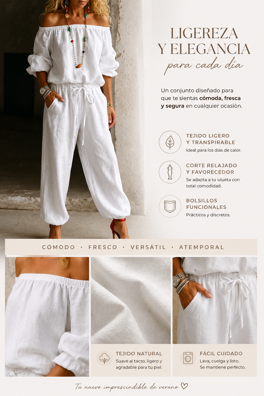 Conjunto de dos piezas con hombros descubiertos
