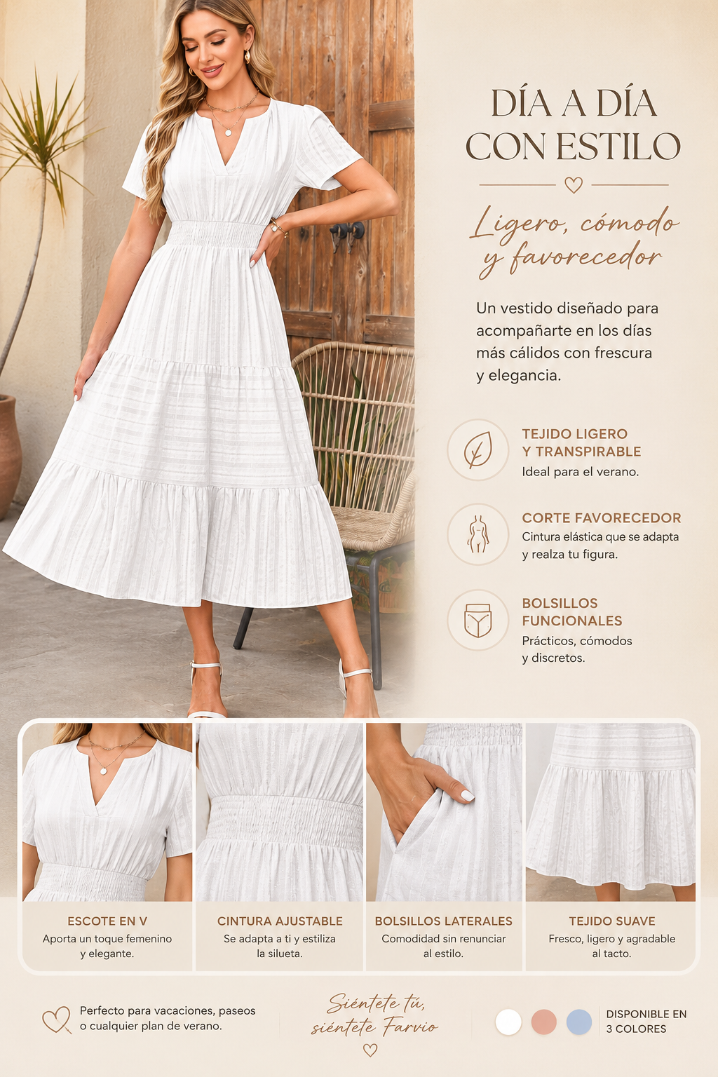 Vestido de verano con escote en V