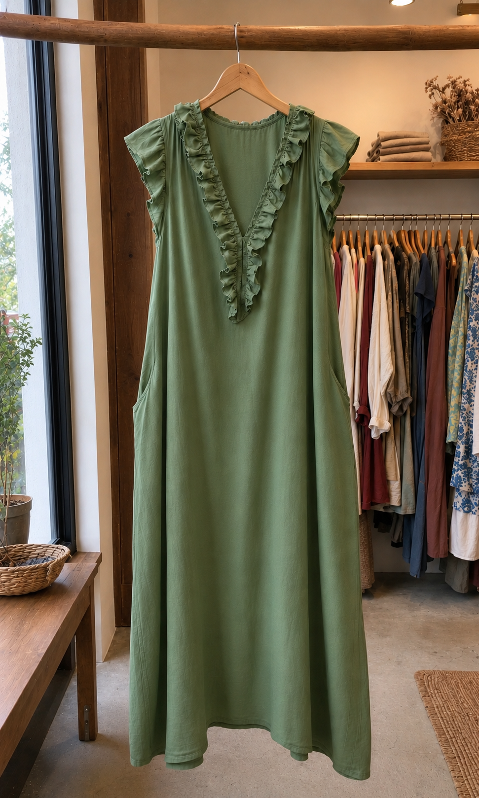 Vestido Maxi con Volantes